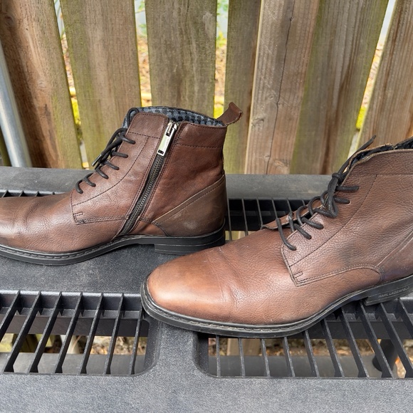 Karl Lagerfeld Lace-Up Chukka Brown Leather Boots sz10.5 - Picture 3 of 11